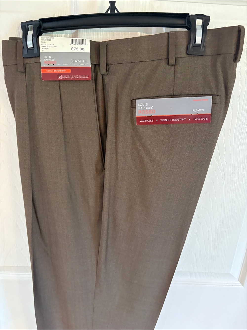 Louis Raphael Tan Brown Pleated Men’s Dress Pants - Classic Fit